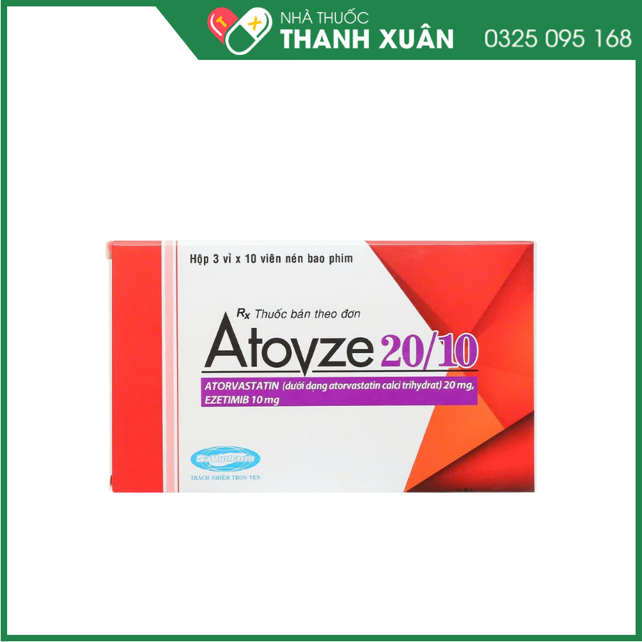 Atovze 20/10 trị tăng cholesterol máu nguyên phát